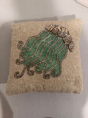 Jellyfish beaded coastal pillow decor